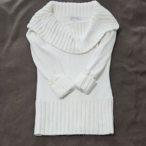 Charlotte Russe Ivory Cowl Neck Sweater